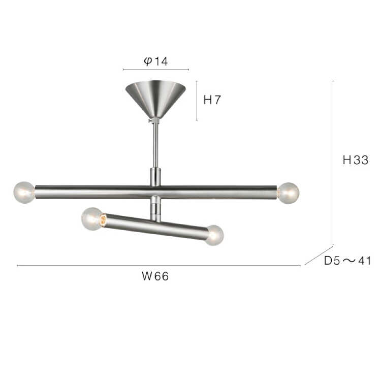 LT-5368アームが回転するスタイリッシュ4灯シーリングライトのサイズ詳細画像