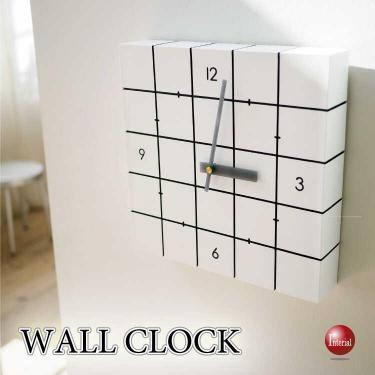 グラフィカルな正方形の壁掛け時計(音なし連続秒針)