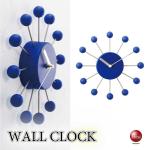 CL-2628ミッドセンチュリー風ボールデザイン壁掛け時計・青ブルー