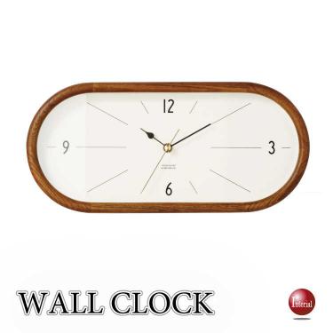 横長フォルムの天然木製壁掛け時計(ブラウン・静かなスイープムーブメント)