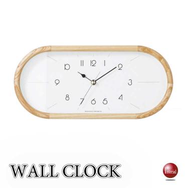 横長フォルムの天然木製ウォールクロック(ナチュラル・静音スイープムーブメント)