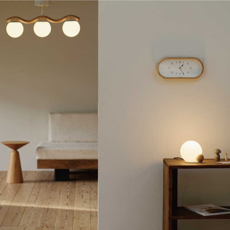 CL-2631横長フォルムの天然木製ウォールクロック・静音スイープ針のシリーズ関連商品画像