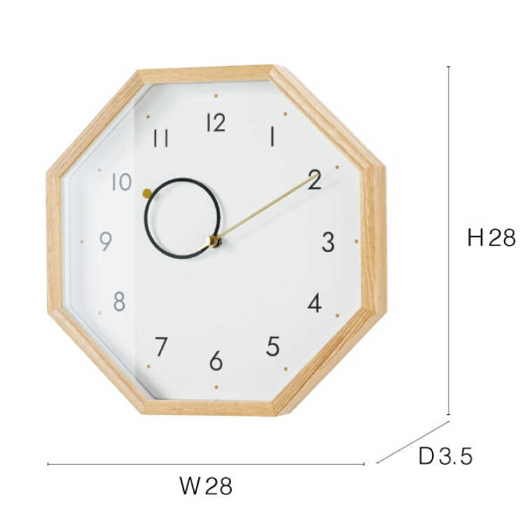 CL-2632幸運を呼ぶ八角形の壁掛け時計・静音スイープムーブメントのサイズ詳細画像