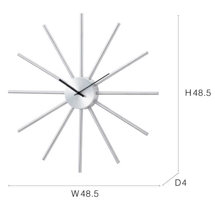 CL-2633シルバーがスタイリッシュなアルミ製壁掛け時計・スイープ針のサイズ詳細画像