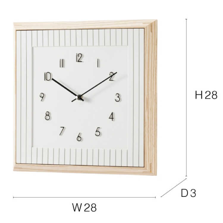 CL-2634北欧ナチュラルな正方形の高級壁掛け時計・無音スイープ針のサイズ詳細画像