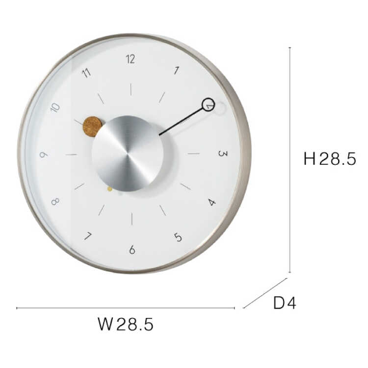 CL-2635クールでハイセンスなモダン壁掛け時計・音なし連続秒針のサイズ詳細画像