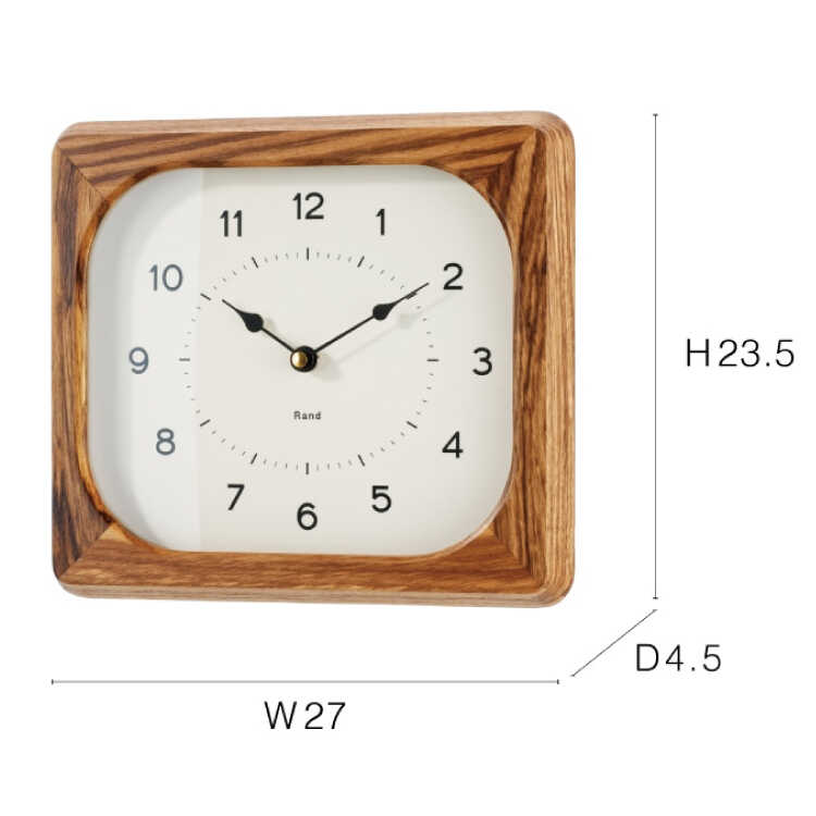 CL-2636レトロアンティークなゼブラウッドの壁掛け時計・四角形のサイズ詳細画像