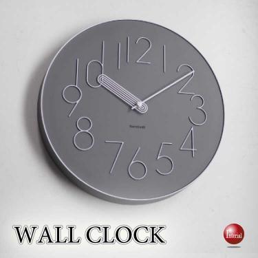 モダンアートな壁掛け時計(グレー色・無音スイープムーブメント)