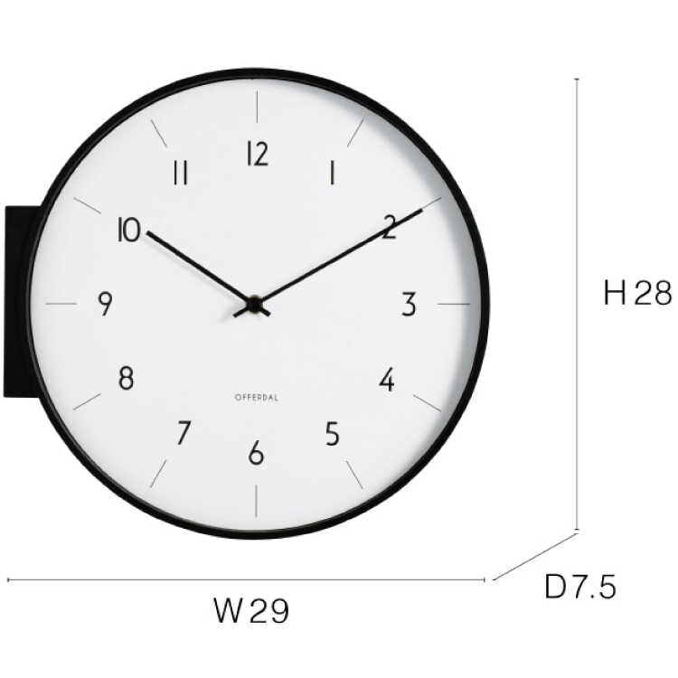 CL-2647天然木アカシア製の高級な両面ウォールクロック・ブラウンのサイズ詳細画像