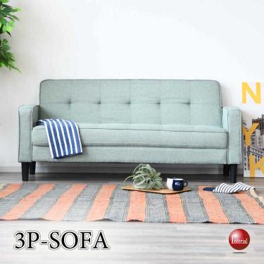 幅170cm・超売れてます！激安3Pファブリックソファー（グリーン色）