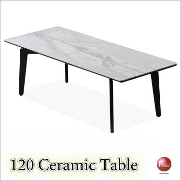 幅120cm・ホワイト大理石柄セラミック製リビングテーブル