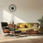 黒の幾何学模様モダンアート壁掛け時計の設置例