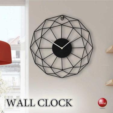 黒の幾何学模様モダンアート壁掛け時計(静かな連続秒針)