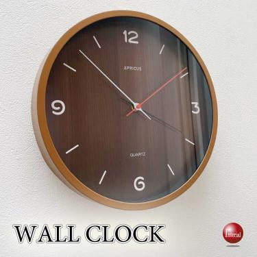 シンプルで見やすい木目ブラウン壁掛け時計(静かなスイープムーブメント)