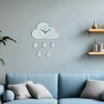 子供部屋オススメ！かわいい雲＆しずくデザイン壁掛け時計の設置例