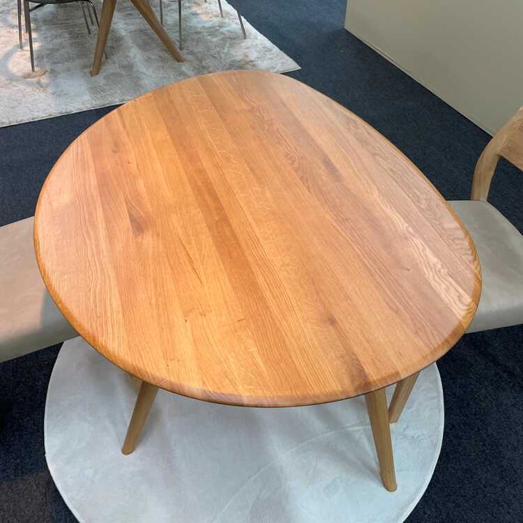 DI-2539 オーク無垢材の丸い曲線美の高級食卓用テーブル・幅180