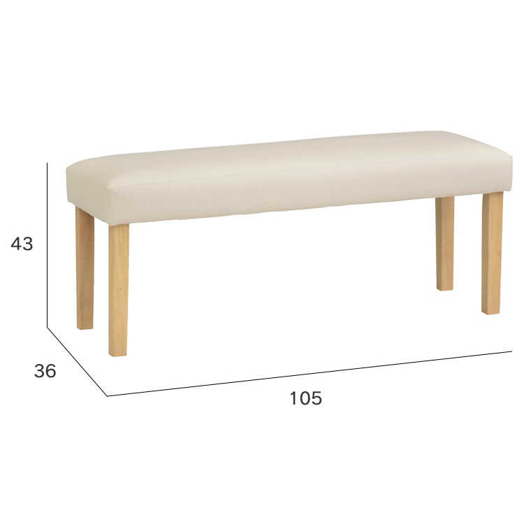 CH-4248天然木＆PVCレザー製ダイニングベンチ・幅105cmのサイズ詳細画像