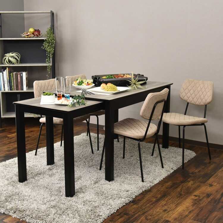 DI-2547 幅120～200cm伸縮式ダイニングテーブル・グレー色