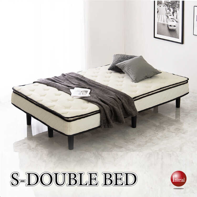 BE-3464脚付きポケットコイルマットレス・セミダブルベッド白ホワイト