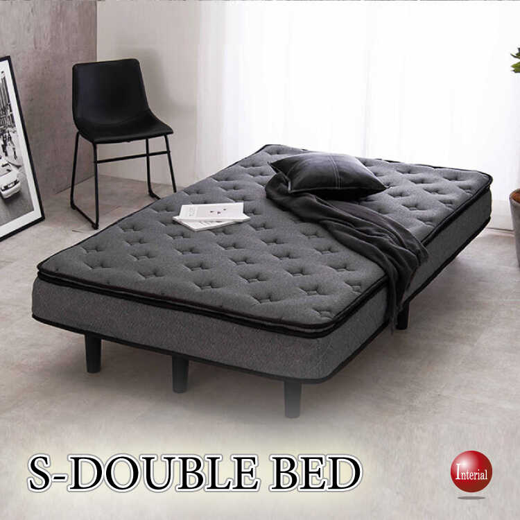 BE-3465脚付きポケットコイルマットレス・セミダブルベッド・グレー