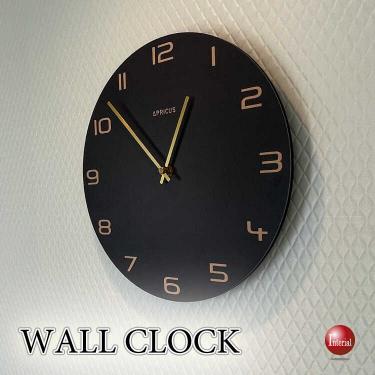黒ブラックのシンプルモダンな壁掛け時計(無音スイープムーブメント)