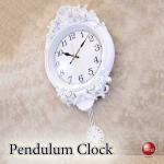 CL-2653白薔薇デザインのビクトリアン壁掛け振り子時計・音なし針