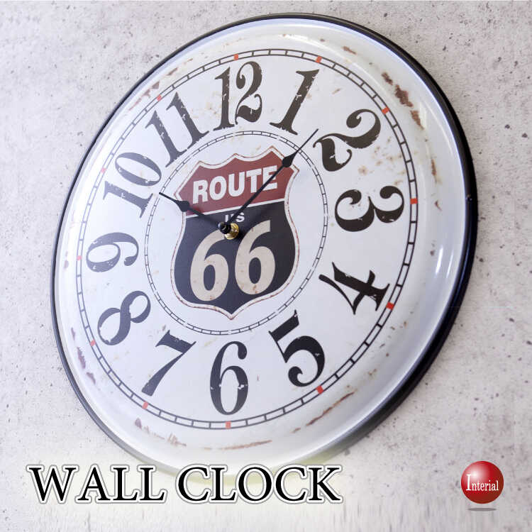 CL-2659軽いので安心！ブリキ風ウォールクロック・白ホワイト