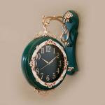 お洒落で上品な緑グリーンの壁掛け両面時計