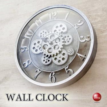 ギアが回転するインテリア性抜群!インダストリアルな壁掛け時計(ブロンズシルバー)