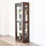ブラウン木目のガラスコレクションキャビネット﻿