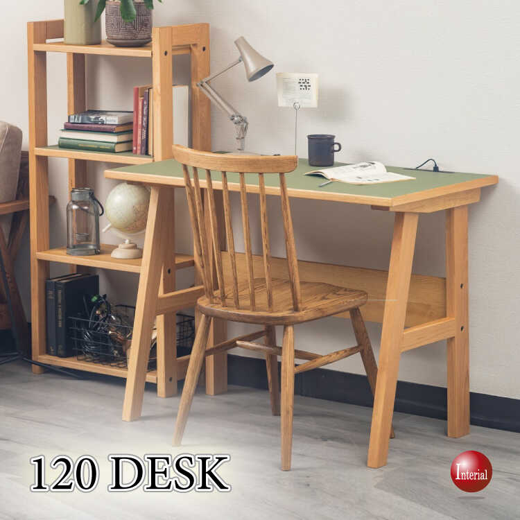 DE-2119体に優しい天然素材の抗菌＆オーク製学習デスク・幅120cmピスタチオグリーン色