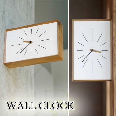 タテとヨコ両方OKの高級な両面壁掛け時計（天然木アカシア製・静かなスイープムーブメント）