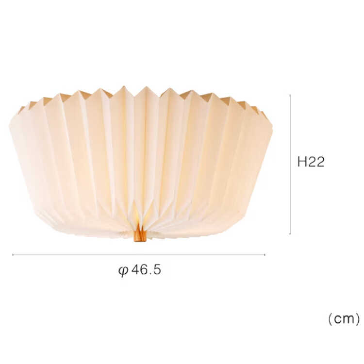 LT-5463布製プリーツシェードの3灯シーリングライト・LED対応のサイズ詳細画像