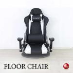 DC-1110高機能なゲーミングフロアチェア・座椅子・白ホワイト×ブラック
