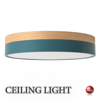天然木オーク製・北欧テイスト高級シーリングライト（ノルディックブルー色）