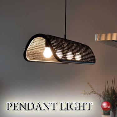 天然籐ラタン製アジアン4灯ペンダントライト（黒ブラック）