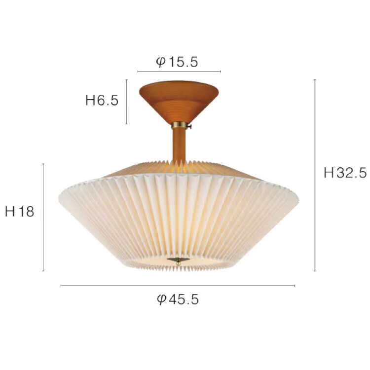 LT-5530プリーツの陰影がキレイな3灯シーリングライト・LED電球専用のサイズ詳細画像