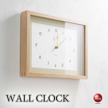天然木オーク製の北欧ナチュラルな長方形の壁掛け時計（置き時計でもOK・静かなスイープ針）
