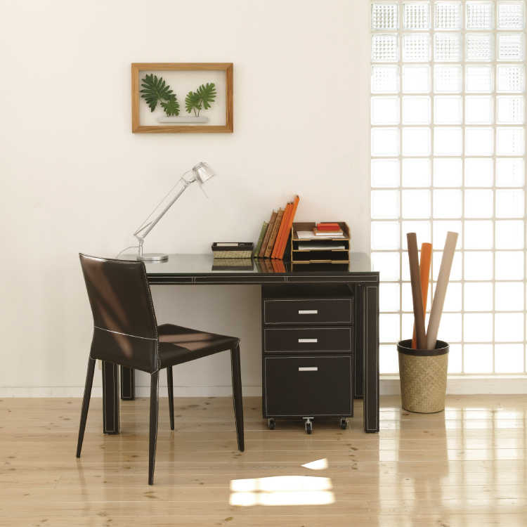 DE-1049 パソコンデスク革レザー製 幅120cmガラス天板