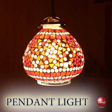 ハンドメイドのモザイクガラス1灯ペンダントライト（廊下や階段踊り場におすすめ）