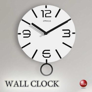 モダンな白ホワイトの壁掛け振り子時計（ペンデュラムクロック・静音連続秒針）