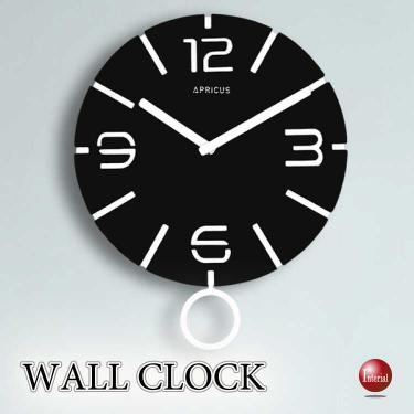 モダンな黒ブラックの壁掛け振り子時計（ペンデュラムクロック・静音連続秒針）