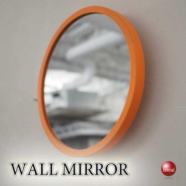ポップでかわいい丸ウォールミラー（オレンジ色）