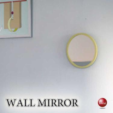 ポップでかわいい円形ウォールミラー（イエロー色）