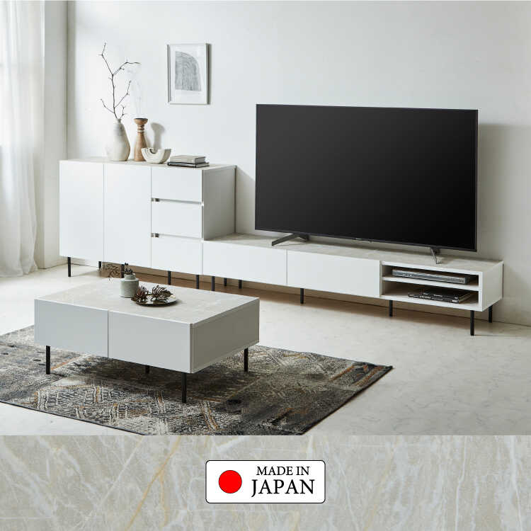 TA-3063ホワイト大理石柄のモダンな国産ローテーブル・幅90cm・引出し収納付きのシリーズ関連商品画像