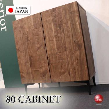 幅80cm・家具職人手作り日本製・完成品キャビネット・ウォールナット柄ブラウン色【搬入設置サービス対応】