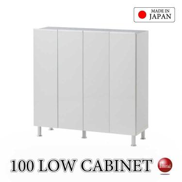 幅100cmロータイプ・光沢白ホワイト下駄箱＆リビング収納・日本製完成品・高さ2段階調節可【搬入設置サービス対応】