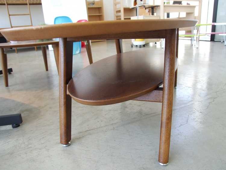 TA-1455 ローテーブル楕円ウォールナット 幅120cm棚付き