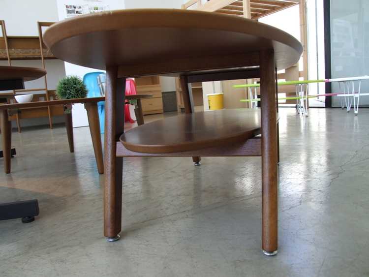 TA-1455 ローテーブル楕円ウォールナット 幅120cm棚付き