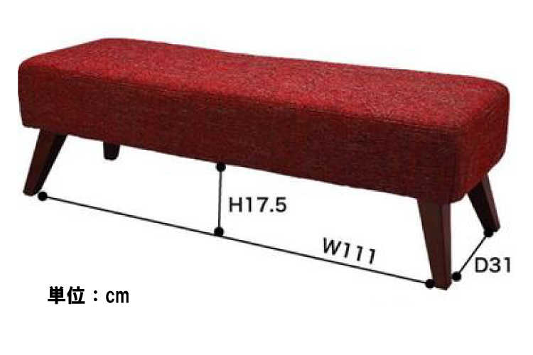 CH-1683 幅115cm・布ファブリック製ベンチ（ベージュ）のサイズ詳細画像